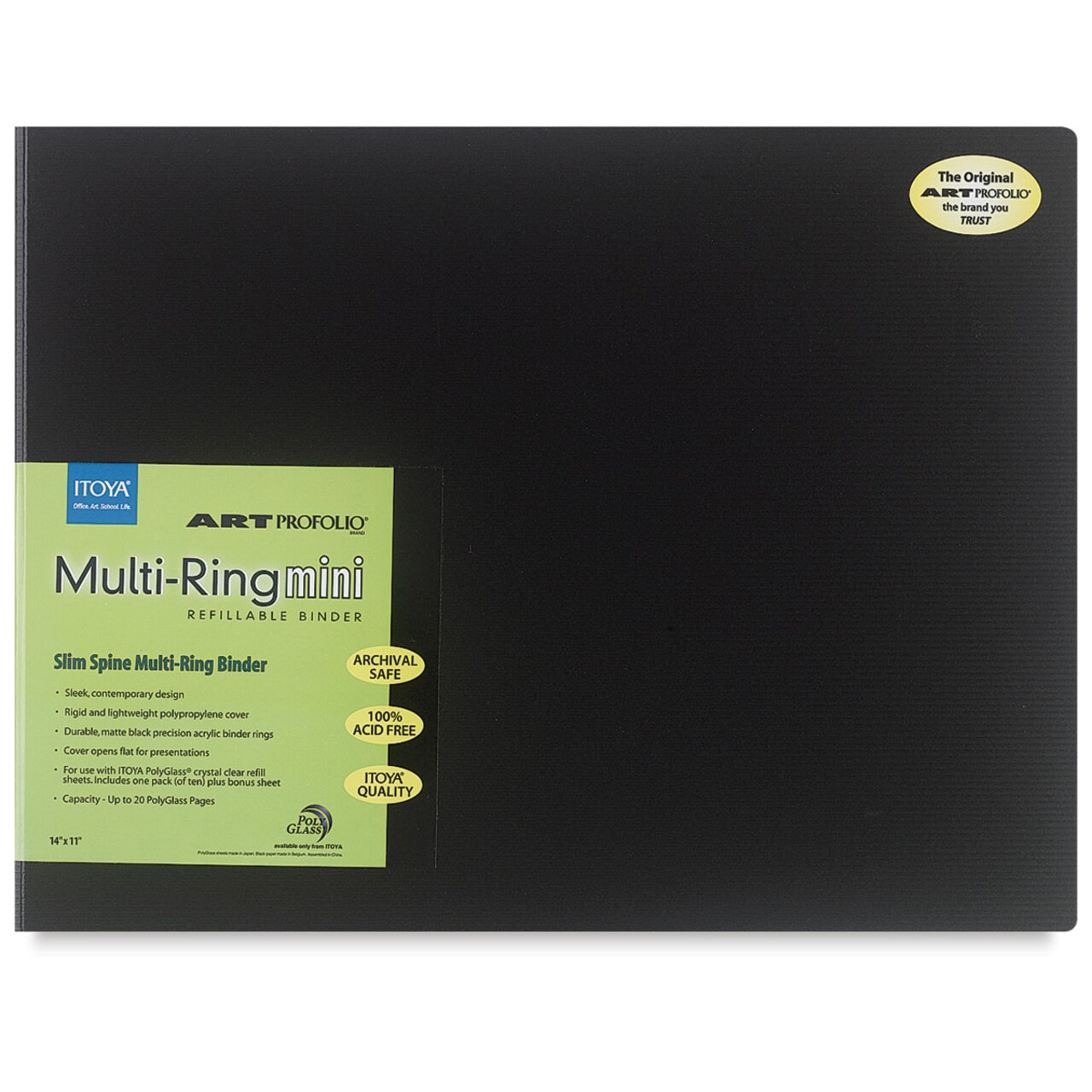 Itoya Art Profolio Multi-Ring Mini Binder - 14" x 11", Black, Landscape